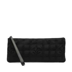 Chanel New Travel Line Pouch, Small Item Case, Black Nylon and Leather, Women...